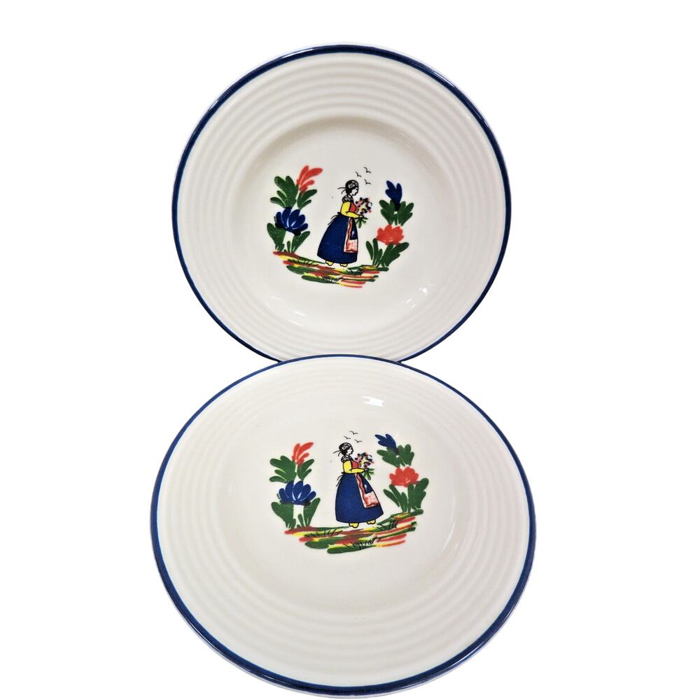 2 Varages France Salad Plates - Peasant Woman